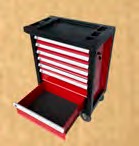 CAJA P/HERR. MET. PARA TRABAJO PESADO COLOR ROJO DE 7 GAVETAS ARTMAN DIM. CON RUEDAS 683*460*980 MM. ESPESOR DE ACERO 0.6 - 0.8MM.