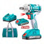 LLAVE DE IMPACTO INDUSTRIAL MANDO 1/2 INALAMBRICA 20V. 300 NM CON BOLSO MAS 2 BATERIAS MAS CARGADOR TOTAL