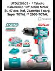 TALADRO INALAMBRICO 12 60NM MOTOR BL 47 ACC. INCL. 2 BATERIAS 1 CARG. SUPER TOTAL
