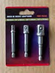 JGO.3PZS SOCKET ADAPTADORES (1/4-3/8-1/2) ESPIGA HEX.